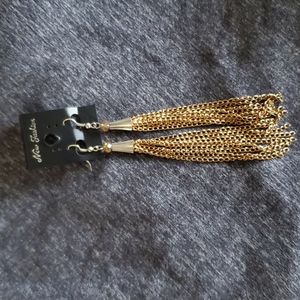 Brass/copper costume chain dangle earrings